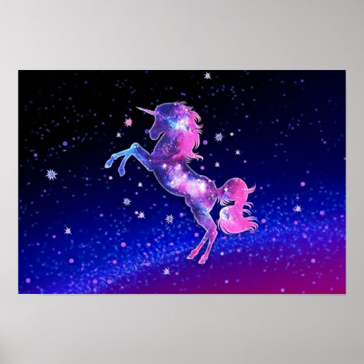 Unicorn outer space galaxy universe stars poster (Vorne)