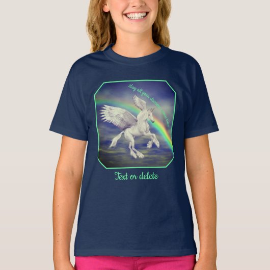Unicorn Over Rainbow Dreams Inspirational  T-Shirt (Vorderseite)