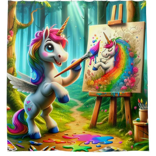 Unicorn Painter Duschvorhang (Vorderseite)