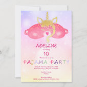 Unicorn Pajama Girl Sleepover Tween Party Einladung (Vorderseite)