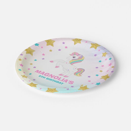 Unicorn-Papierplattemagisches Pappteller (Schrägansicht)