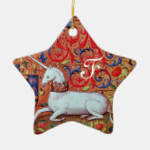 UNICORN PARCHERSTAR MONOGRAM, RED RUBY GEMSTONE KERAMIKORNAMENT (Vorne)