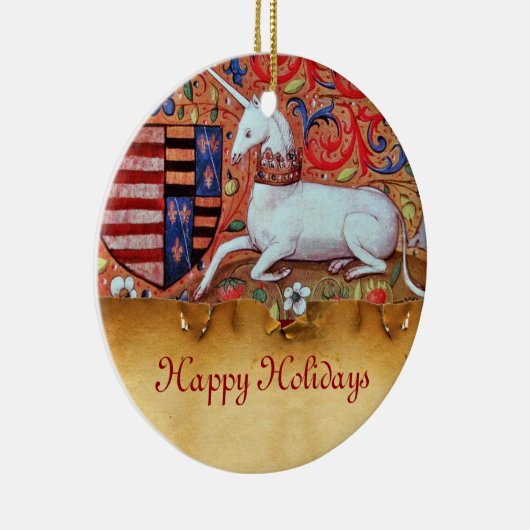 UNICORN PARCHMENT MIT RED RUBY GEMSTONE KERAMIKORNAMENT (Rechts)