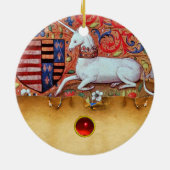 UNICORN PARCHMENT MIT RED RUBY GEMSTONE KERAMIKORNAMENT (Hinten)