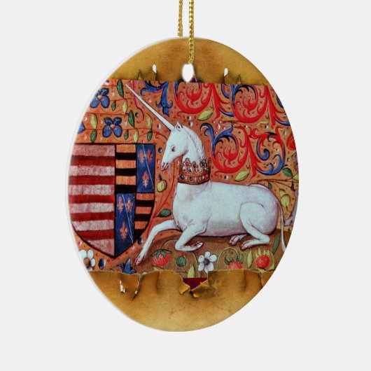 UNICORN PARCHMENT MIT RED RUBY GEMSTONE KERAMIKORNAMENT (Rechts)