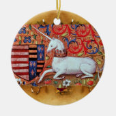 UNICORN PARCHMENT MIT RED RUBY GEMSTONE KERAMIKORNAMENT (Vorne)