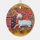 UNICORN PARCHMENT MIT RED RUBY GEMSTONE KERAMIKORNAMENT (Links)