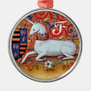 UNICORN PARCHMENT MONOGRAM SILBERNES ORNAMENT