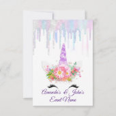 Unicorn Party 1. 2. Baby Holograph Pink Lila Einladung (Rückseite)