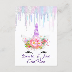 Unicorn Party 1. 2. Baby Holograph Pink Lila Einladung
