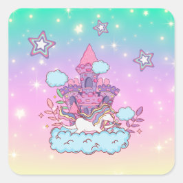 Unicorn Party Collection! Quadratischer Aufkleber