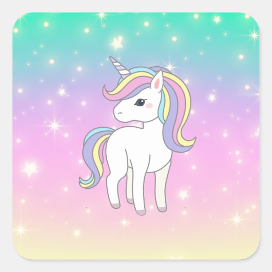 Unicorn Party Collection! Quadratischer Aufkleber (Vorderseite)