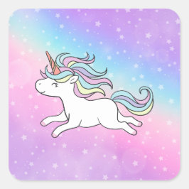 Unicorn Party Collection! Quadratischer Aufkleber