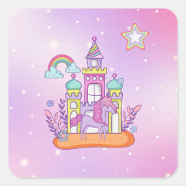 Unicorn Party Collection! Quadratischer Aufkleber