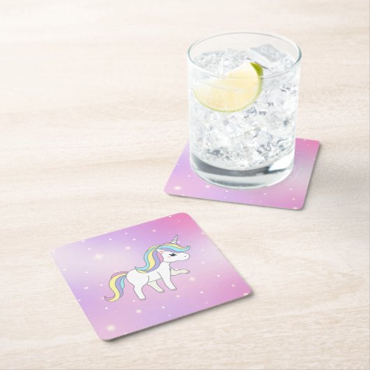 Unicorn Party Collection! Rechteckiger Pappuntersetzer (Vor Ort)