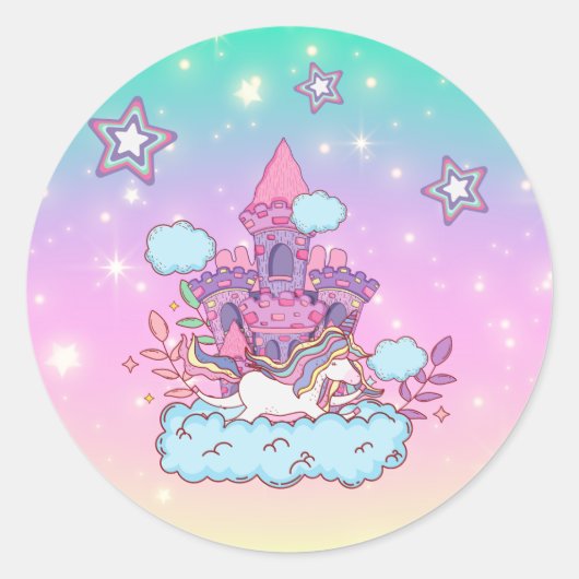 Unicorn Party Collection! Runder Aufkleber (Vorderseite)