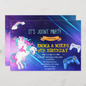 Unicorn-Party Einladung (Vorne/Hinten)