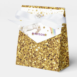 Unicorn Party Gold Glitzer Personalisiert Geschenkschachtel