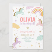 Unicorn Party Magical Rainbow Unicorn Birthday Inv Einladung (Vorderseite)