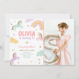 Unicorn Party Magical Rainbow Unicorn Birthday Inv Einladung