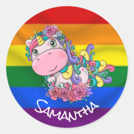 Unicorn Party Pride Rainbow Runder Aufkleber