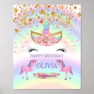 Unicorn Party Rainbow 1. Geburtstagskurve Poster