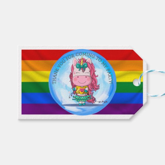 Unicorn Party Rainbow Vielen Dank für Ihre Geschen Geschenkanhänger (Vorderseite (Horizontal))