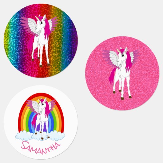 Unicorn-Party-Regenbogen Etiketten (Gruppe)