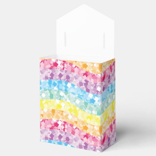 Unicorn Party Regenbogen Glitzer Personalisiert Geschenkschachtel (Geöffnet)