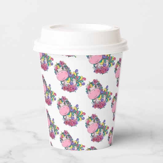 Unicorn-Party-Regenbogen Pappbecher (Vorderseite)
