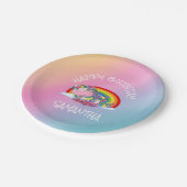 Unicorn-Party-Regenbogen Pappteller (Schrägansicht)