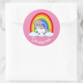 Unicorn Party Rosa Klassischer Rundaufkleber Runder Aufkleber (Tasche)