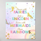 Unicorn Party Sign Dance mit Fairies Meerjungfrau Poster (Vorne)