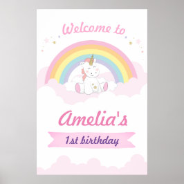 Unicorn-Party-Zeichen, Einhorn-Begrüßungszeichen Poster