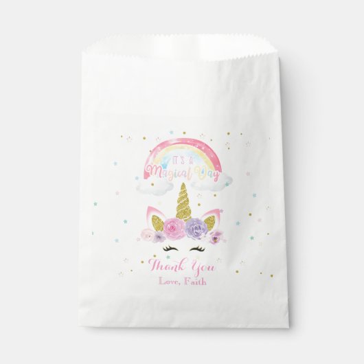 Unicorn Pastel Birthday Favor Bag Geschenktütchen (Vorderseite)