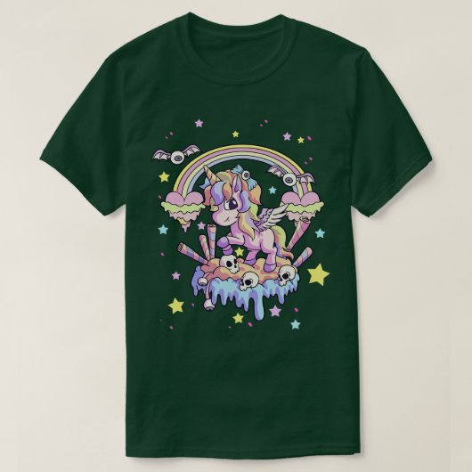 Unicorn Pastel Goth Niedlich Creepy Gothic Kawaii T-Shirt (Design vorne)