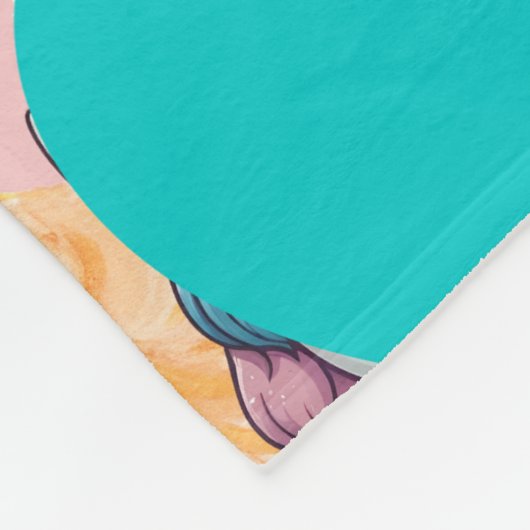 Unicorn Pastel Heart Print Fleecedecke (Ecke)