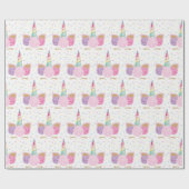 Unicorn Pastel Pink Girly Rainbow Birthday Geschenkpapier (Flach)