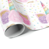 Unicorn Pastel Pink Girly Rainbow Birthday Geschenkpapier (Rolleneckpunkt)