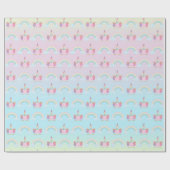 Unicorn Pastel Pink Girly Rainbow Birthday Geschenkpapier (Flach)