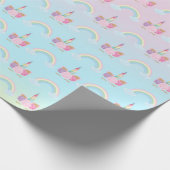 Unicorn Pastel Pink Girly Rainbow Birthday Geschenkpapier (Ecke)
