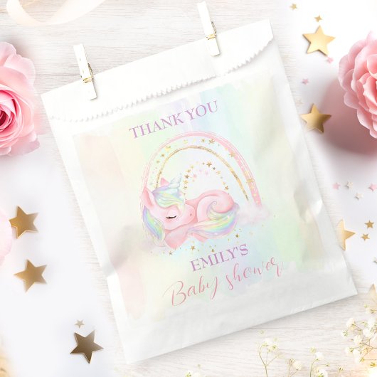 Unicorn Pastel Rainbow Baby Shower Geschenktütchen