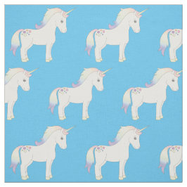 Unicorn Pastel Rainbow Blue Stoff