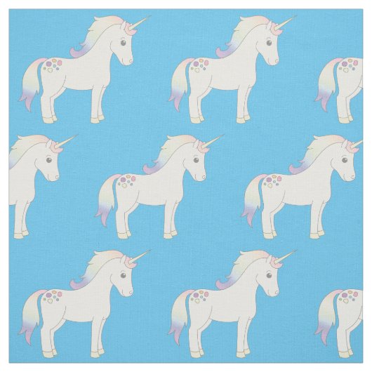 Unicorn Pastel Rainbow Blue Stoff (Muster)