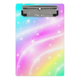 Unicorn Pastel Rainbow Color Clipboard Mini Klemmbrett