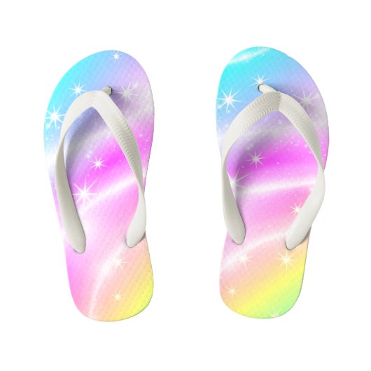Unicorn Pastel Rainbow Colors Kinderbadesandalen (Fußbett)