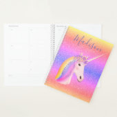 Unicorn Pastel Rainbow Glitzer Personalisiert Planer (Anzeige)