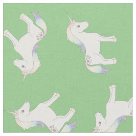 Unicorn Pastel Rainbow Green Stoff