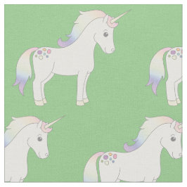 Unicorn Pastel Rainbow Green Stoff