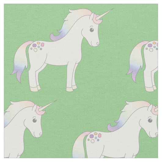 Unicorn Pastel Rainbow Green Stoff (Nahaufnahme)